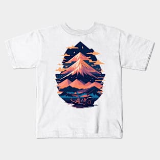 Serene Mount Fuji Sunset Peaceful River Scenery Kids T-Shirt